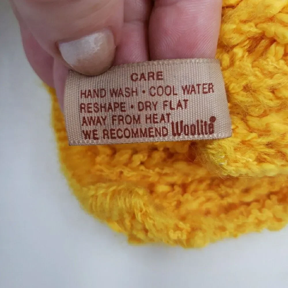 Vtg 90s ARIS Knits Scarf Bright Yellow Acrylic Wool Mohair Blend 70x8 Hufflepuff